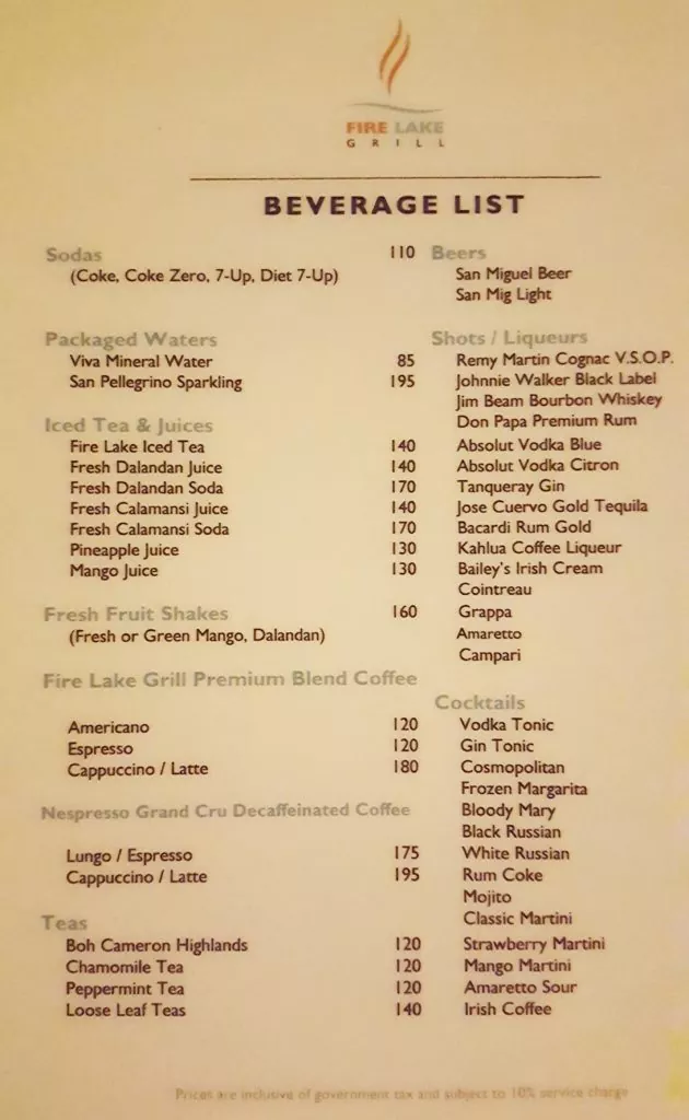 Fire Lake Grill Menu - beverage