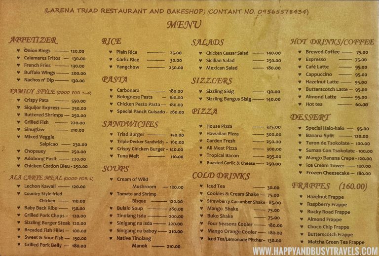 Larena Triad Restaurant and Happy and Busy Travels