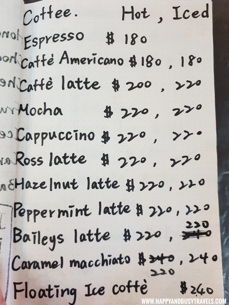 Coffee Menu of OIA Cafe, Alpaca Cafe, animal cafe - Happy and Busy Travels to Taiwan