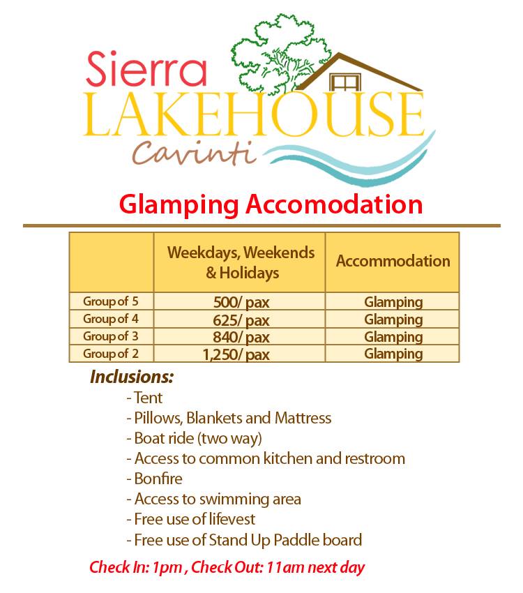 Glamping accommodation rates in Sierra Lake House Private Island for rent in Cavinti Laguna Happy and Busy Travels