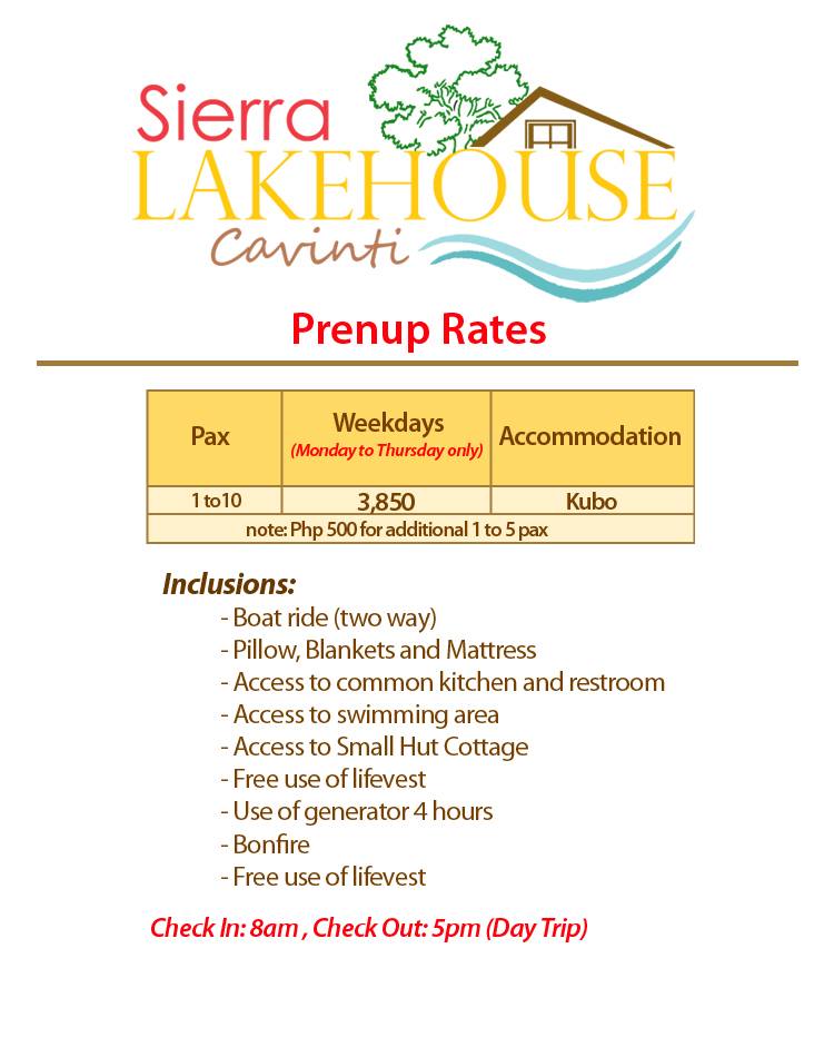 Prenup rates in Sierra Lake House Private Island for rent in Cavinti Laguna Happy and Busy Travels