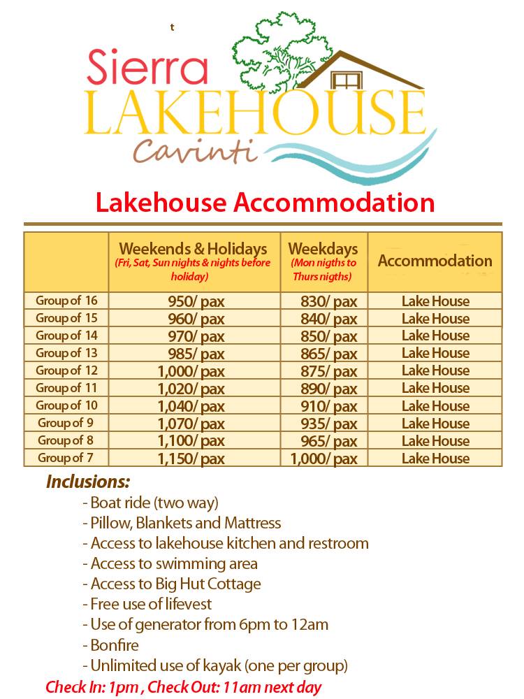 Lakehouse Accommodation rates in Sierra Lake House Private Island for rent in Cavinti Laguna Happy and Busy Travels