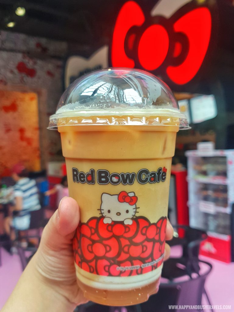 cold latte in Red Bow Cafe Hello Kitty Town Puteri Harbour Johor Malaysia Happy and Busy Travels