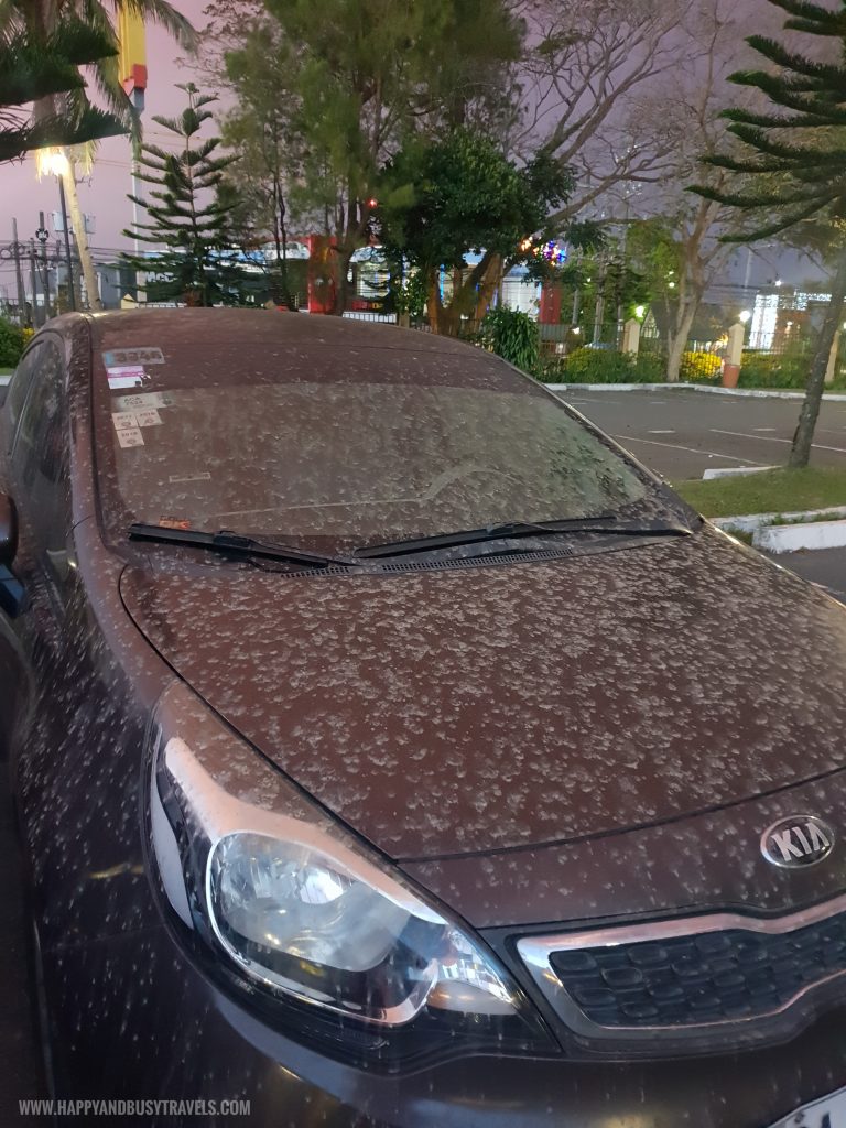 Happy's Car with a lot of dry ash from the eruption