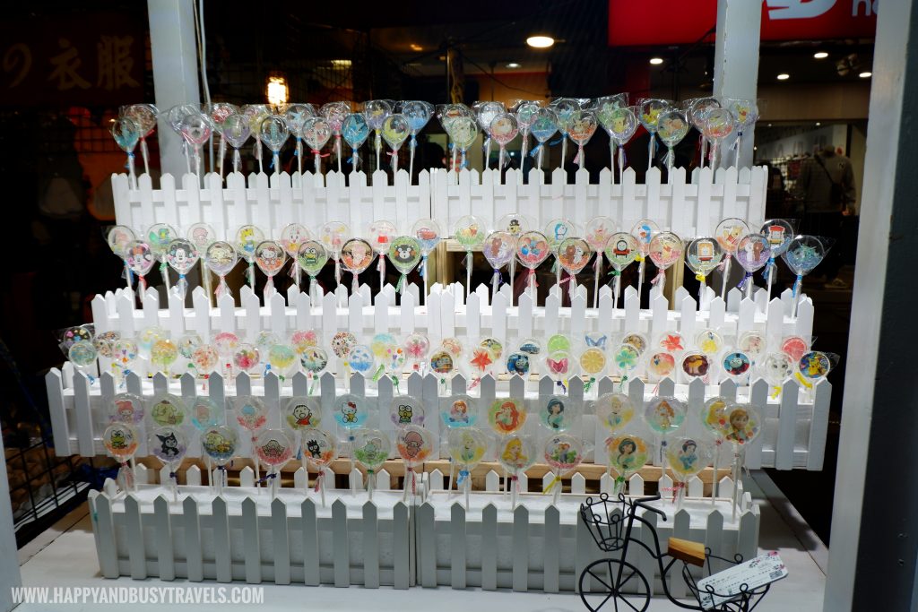 Cartoon character lollipop Raohe Night Market - Happy and Busy Travels to Taiwan