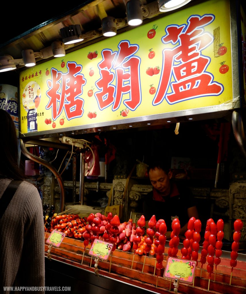 candied tomato strawberry Shilin Night Market Food Trip Happy and Busy Travels to Taiwan