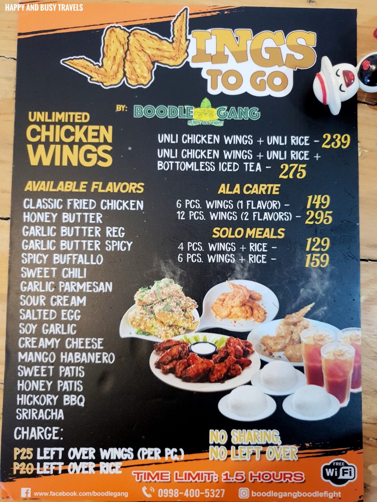 Boodle Gang Chicken Wings Menu Happy and Busy Travels Review