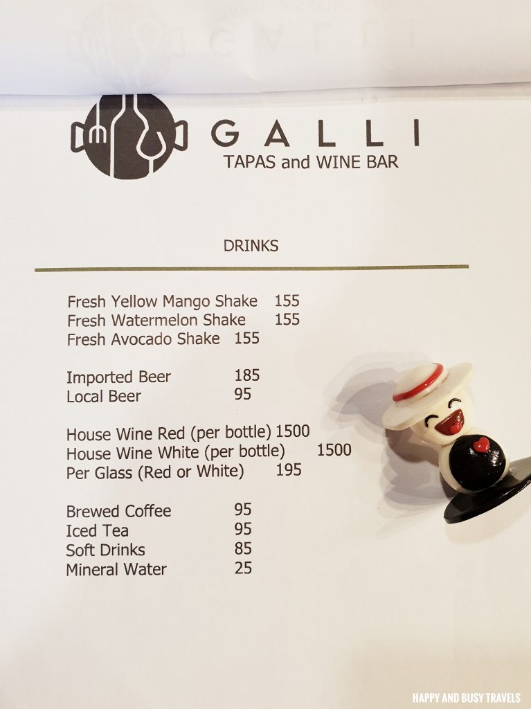 Menu Galli Spanish Restaurant Tagaytay - Happy and Busy Travels Review