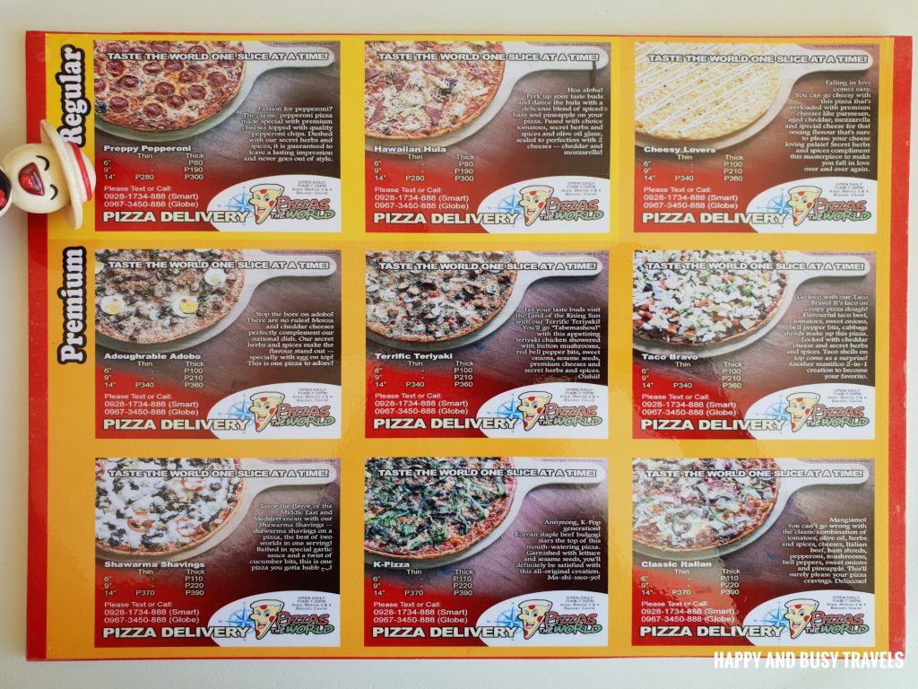 Menu Pizzas of the World Molino Bacoor - Happy and Busy Travels Review