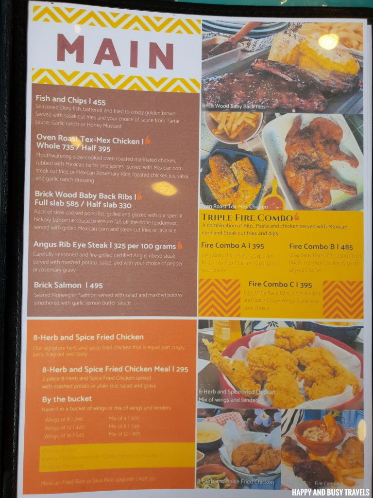 menu Brick Wood Fire Bistro Ph tex mex restaurant Happy and Busy Travels to Tanza Cavite