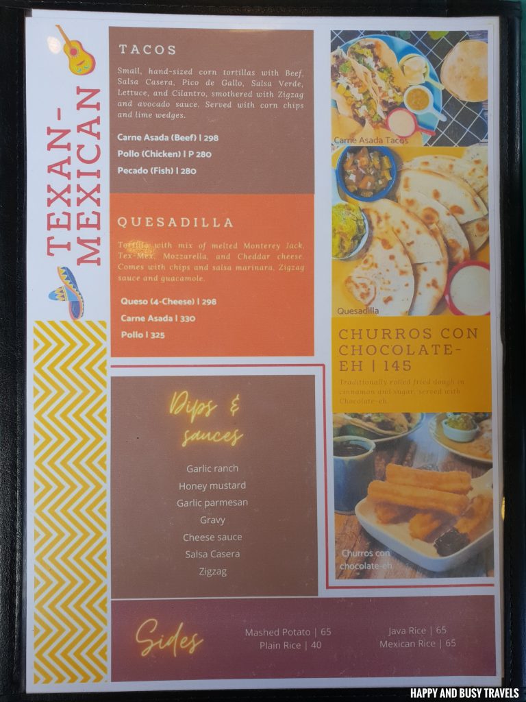 menu Brick Wood Fire Bistro Ph tex mex restaurant Happy and Busy Travels to Tanza Cavite