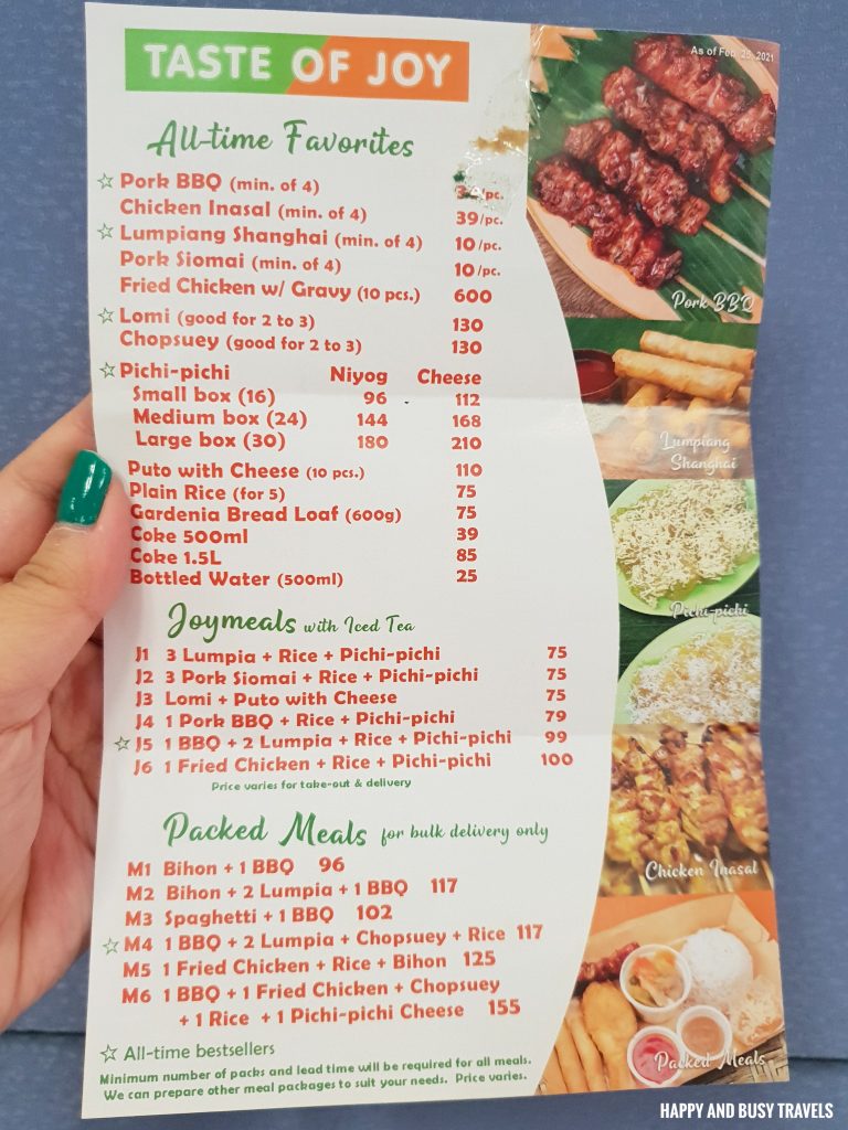 Taste of Joy pang handa food menu - Happy and Busy Travels
