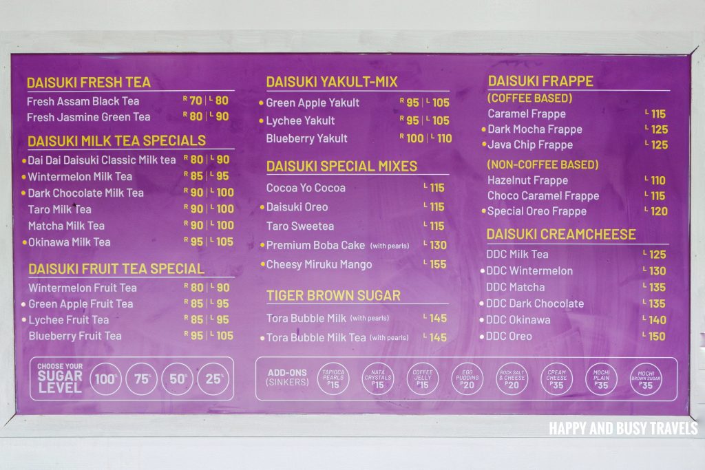 Menu Daisuki Lancaster - Happy and Busy Travels to Cavite