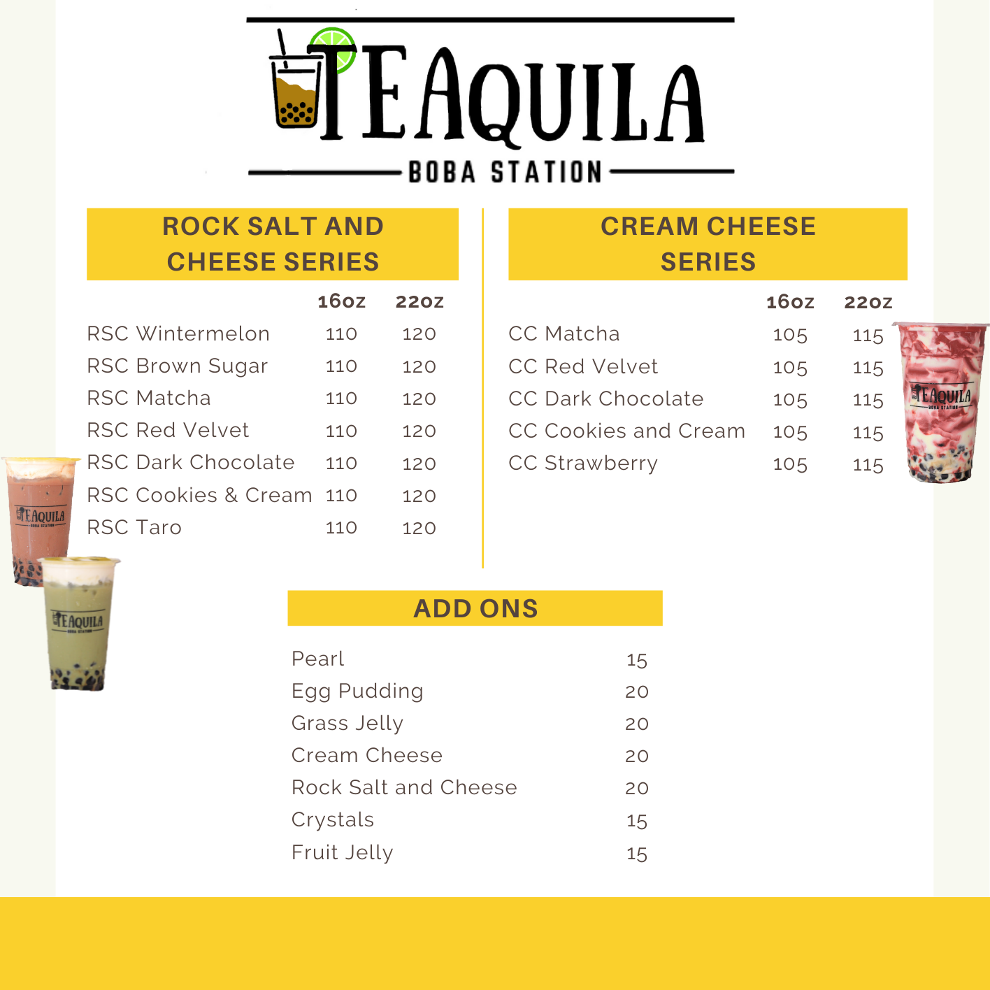menu TEAquila Boba Station - alcoholic Milk tea drink in Dasmarinas Cavite - Happy and Busy Travels