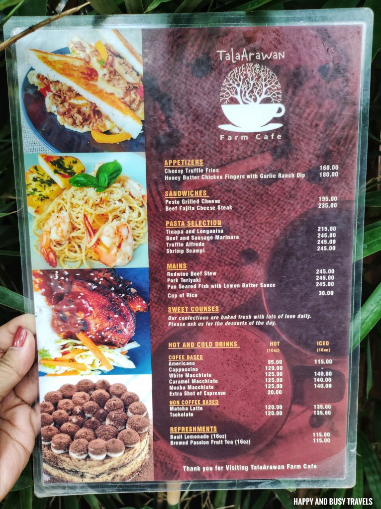 menu Talaarawan Farm Cafe - Happy and Busy Travels Where to eat in silang cavite