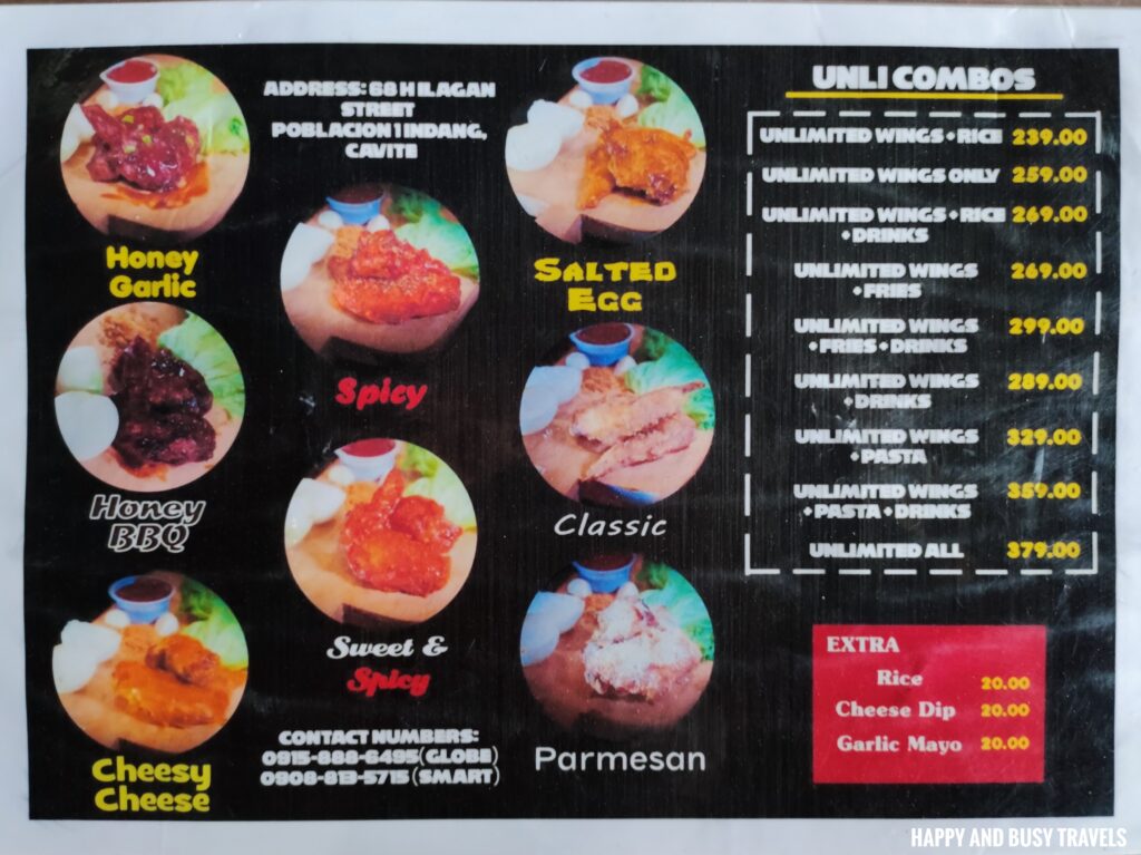 menu On D Wings Indang - Where to eat in Indang Cavite Unlimited Buffet - Happy and Busy Travels