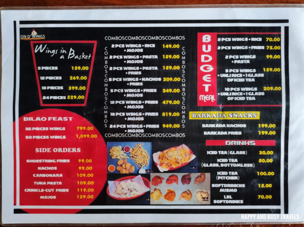 menu On D Wings Indang - Where to eat in Indang Cavite Unlimited Buffet - Happy and Busy Travels