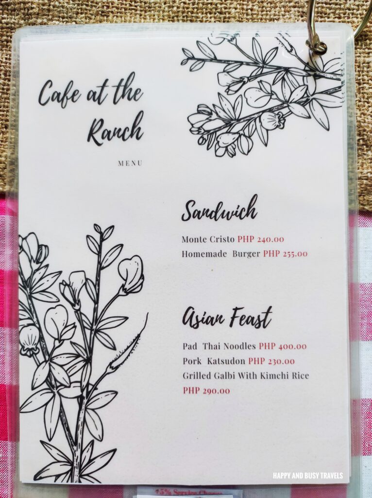 menu Cafe at the Ranch - Where to eat in Taal Batangas MGM Ranch and Farm - Happy and Busy Travels