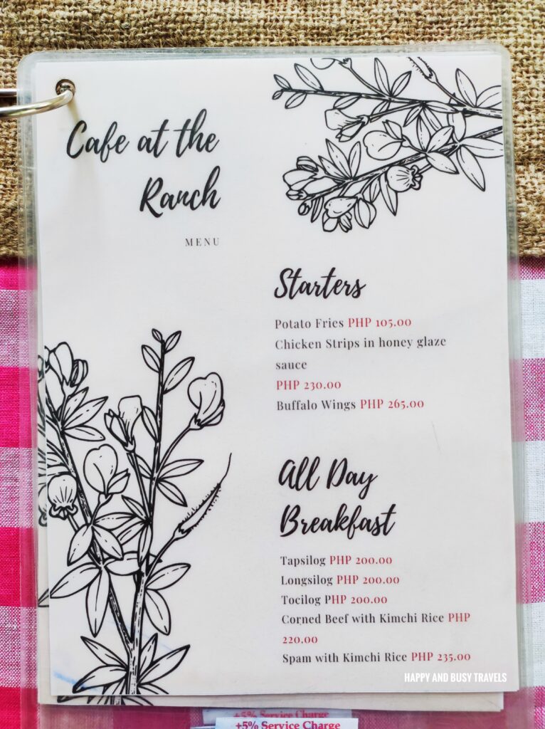 menu Cafe at the Ranch - Where to eat in Taal Batangas MGM Ranch and Farm - Happy and Busy Travels