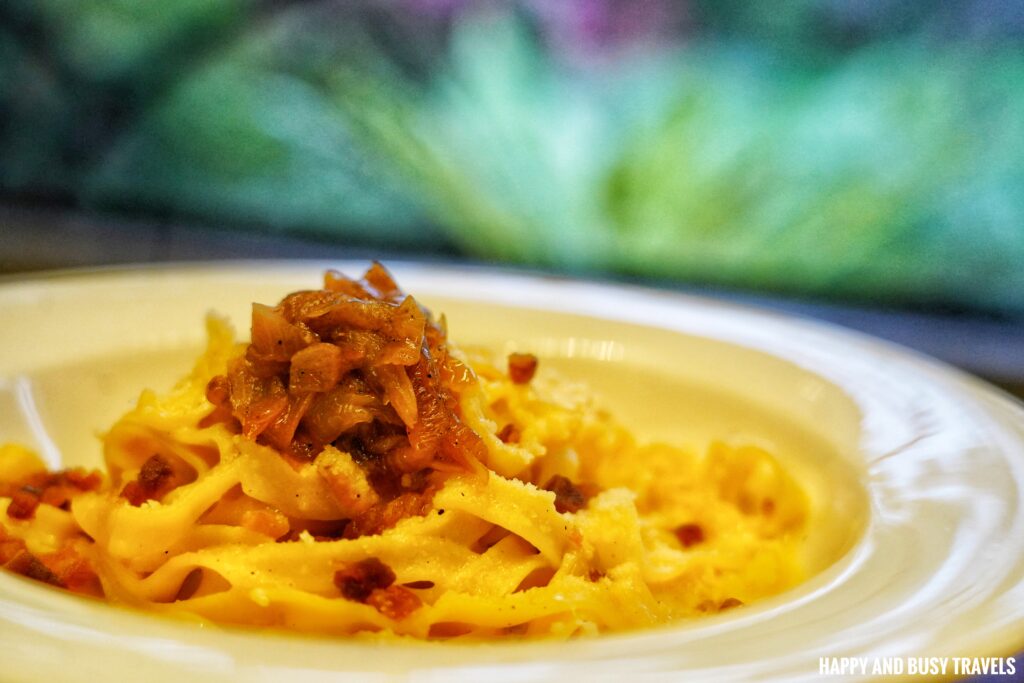 Beef Fetuccine Pasta with Beachwood Smoked Ham Carbonara and Parmesan Cheese La Vie in the Sky - Restaurant Cebu - Happy and Busy Travels