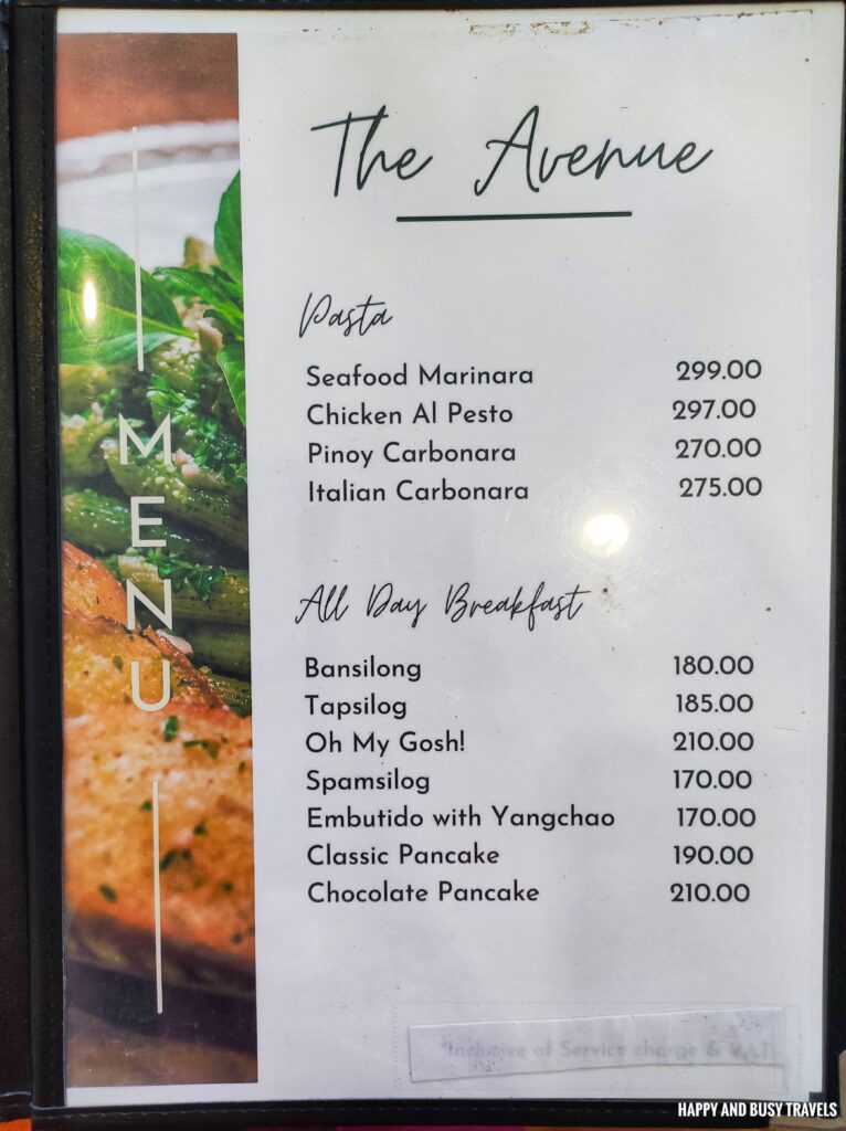 menu The Avenue Cafe Bar and Restaurant - Happy and Busy Travels to Puerto Princessa Palawan Where to eat