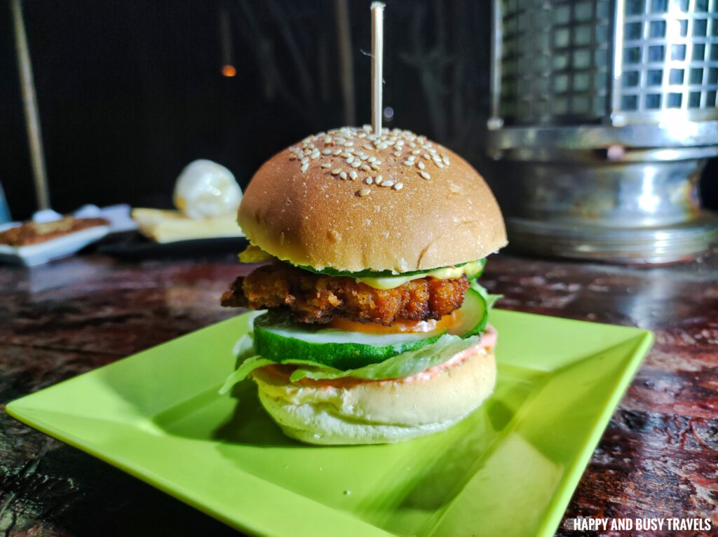 Vegetarian Burger The Beehive Camiguin Driftwood Cafe - Where to eat in Camiguin restaurant - Happy and Busy Travels