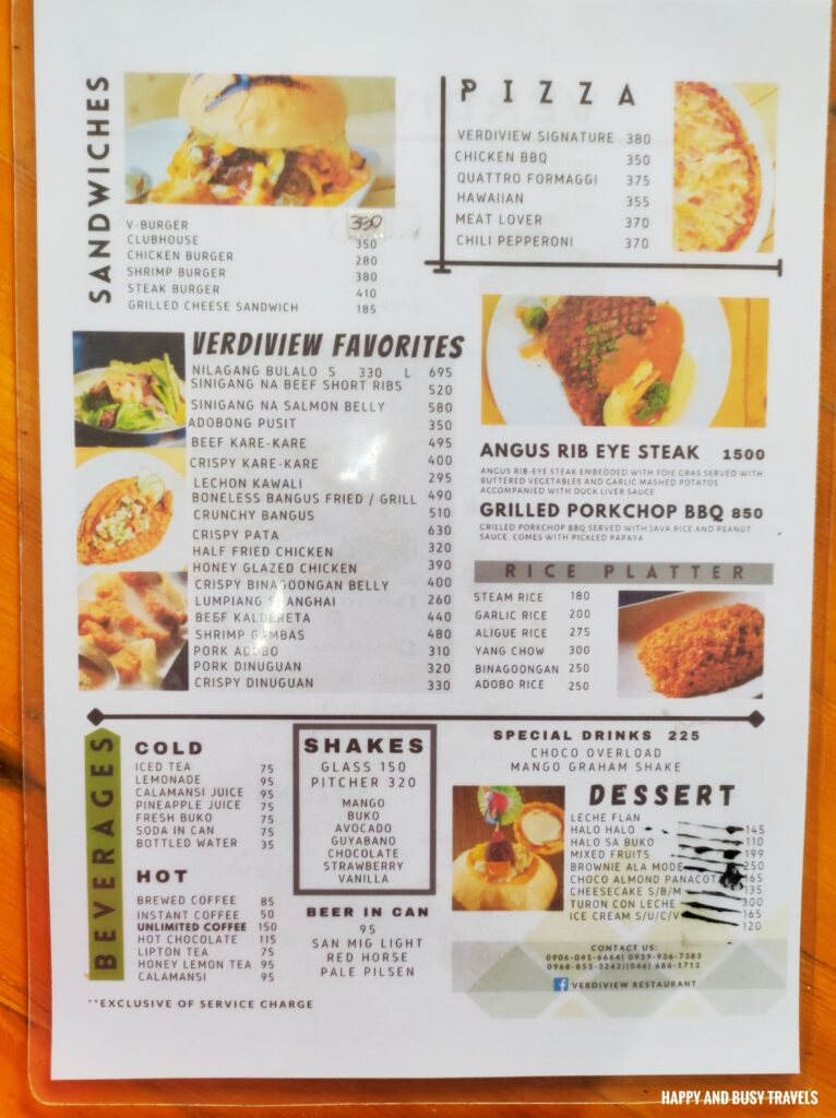 menu price list Verdiview Restaurant - Where to eat in Tagaytay Filipino Food - Happy and Busy Travels