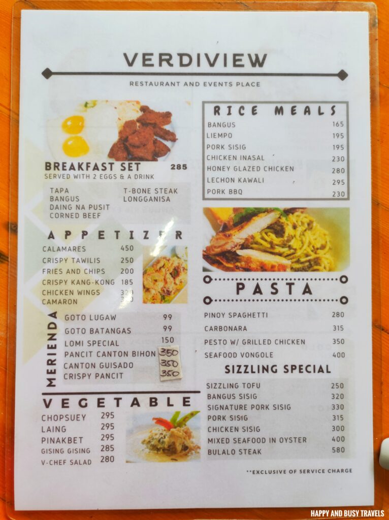 menu price list Verdiview Restaurant - Where to eat in Tagaytay Filipino Food - Happy and Busy Travels