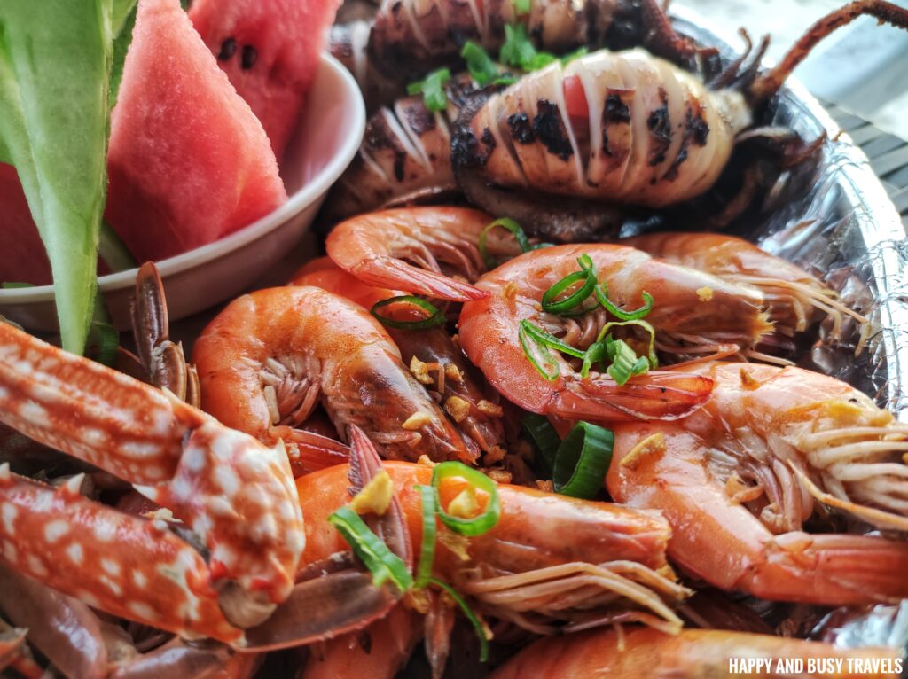 garlic shrimp seafood boodle Villa Tomasa Alona Beach Panglao Bohol - Where to stay Affordable resort hotel beachfront - Happy and Busy Travels to Bohol