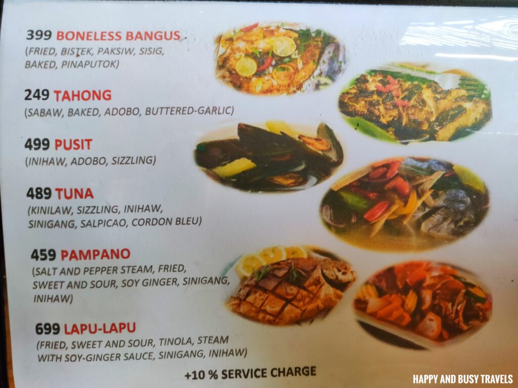 menu Ka Rey Seafood Restaurant - Where to eat Tagaytay party tray - Happy and Busy Travels