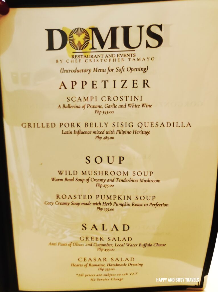soft opening menu Domus Restaurant and Events by chef Christopher Tamayo - Where to eat in Amadeo Silang Tagaytay - Happy and Busy Travels
