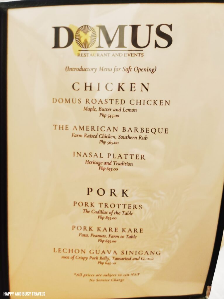 soft opening menu Domus Restaurant and Events by chef Christopher Tamayo - Where to eat in Amadeo Silang Tagaytay - Happy and Busy Travels