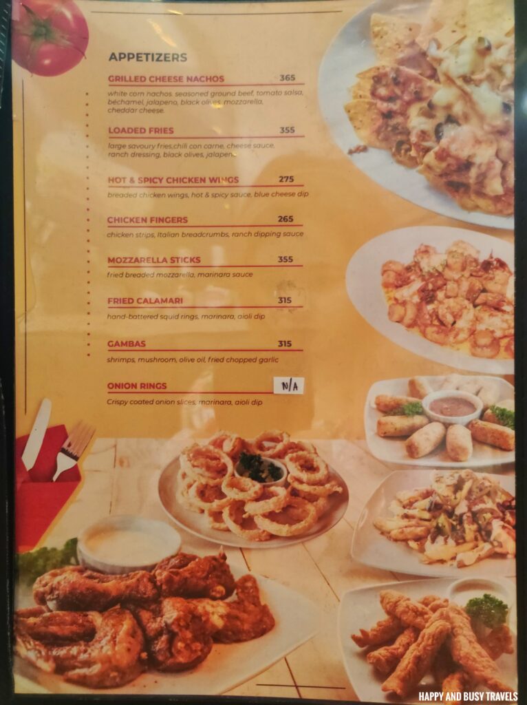 menu Carlos Pizza Serin Tagaytay - Where to eat restaurant - Happy and Busy Travels