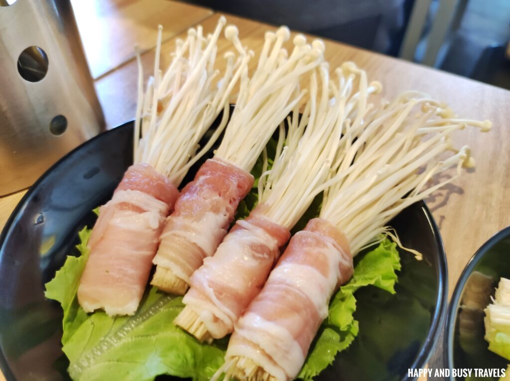 bacon wrapped enoki mushroom Meat Here Unlimited Korean BBQ Tagaytay branch - Where to eat in Tagaytay Restaurants samgyupsal - Happy and Busy Travels