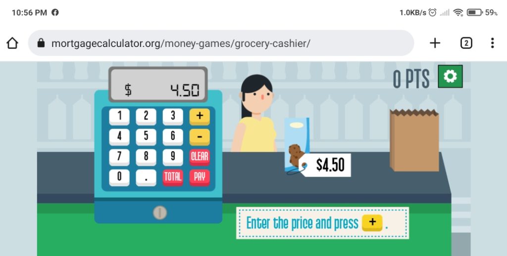 Money Games Mortgage Calculator grocery cashier