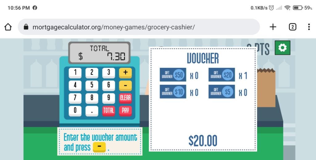 Money Games Mortgage Calculator grocery cashier