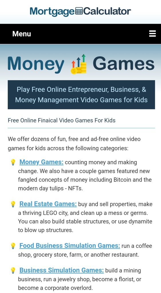 Free Money Games for Kids: Online Business, Entrepeneurship