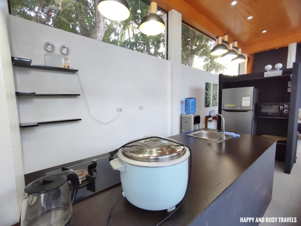 kitchen Leaf Residences 8 - kitchen refrigerator water dispenser microwave - Tagaytay staycation house private villa swimming pool for rent airbnb where to stay - Happy and Busy Travels