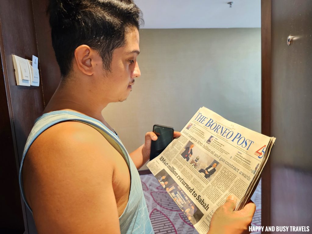 Grandis Hotels and Resorts 20 - Deluxe studio sea view room daily newspaper Where to stay in Kota Kinabalu Sabah Malaysia near airport mall shopping - Happy and Busy Travels