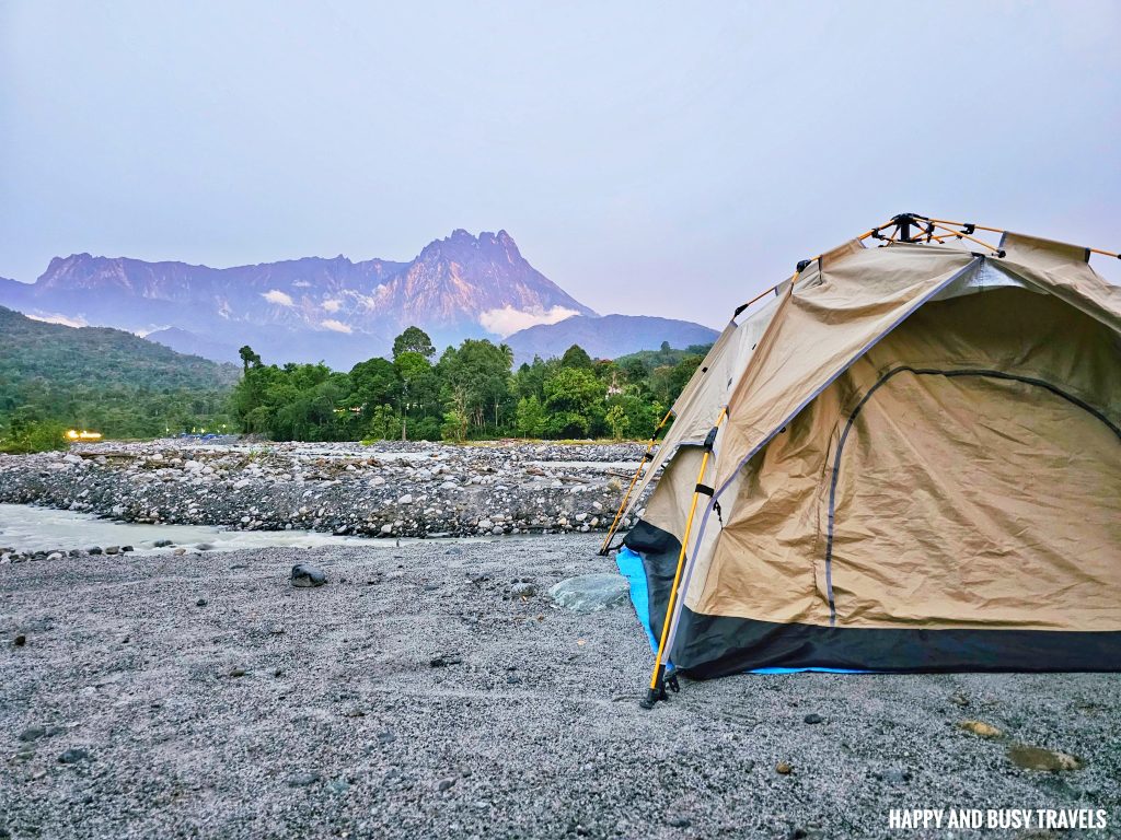 tent view of mount kinabalu Nohutu Eco Tourism - Where to stay nature camp kota kinabalu sabah Malaysia view of mount kinabalu river - Happy and Busy Travels