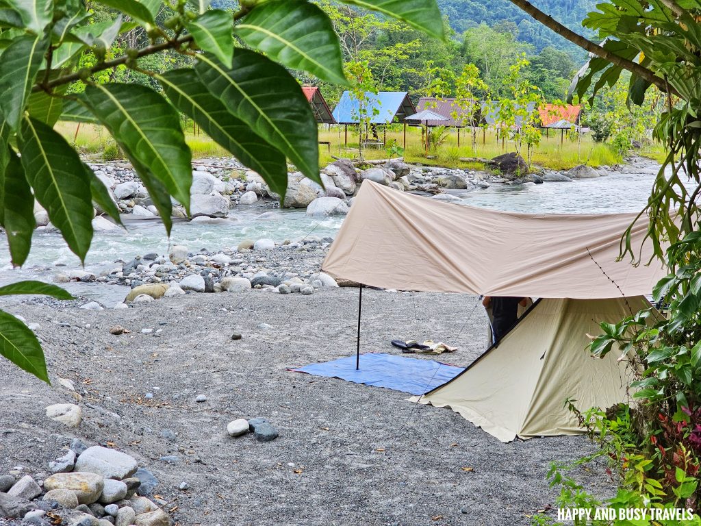 tent beside river Nohutu Eco Tourism - Where to stay nature camp kota kinabalu sabah Malaysia view of mount kinabalu river - Happy and Busy Travels
