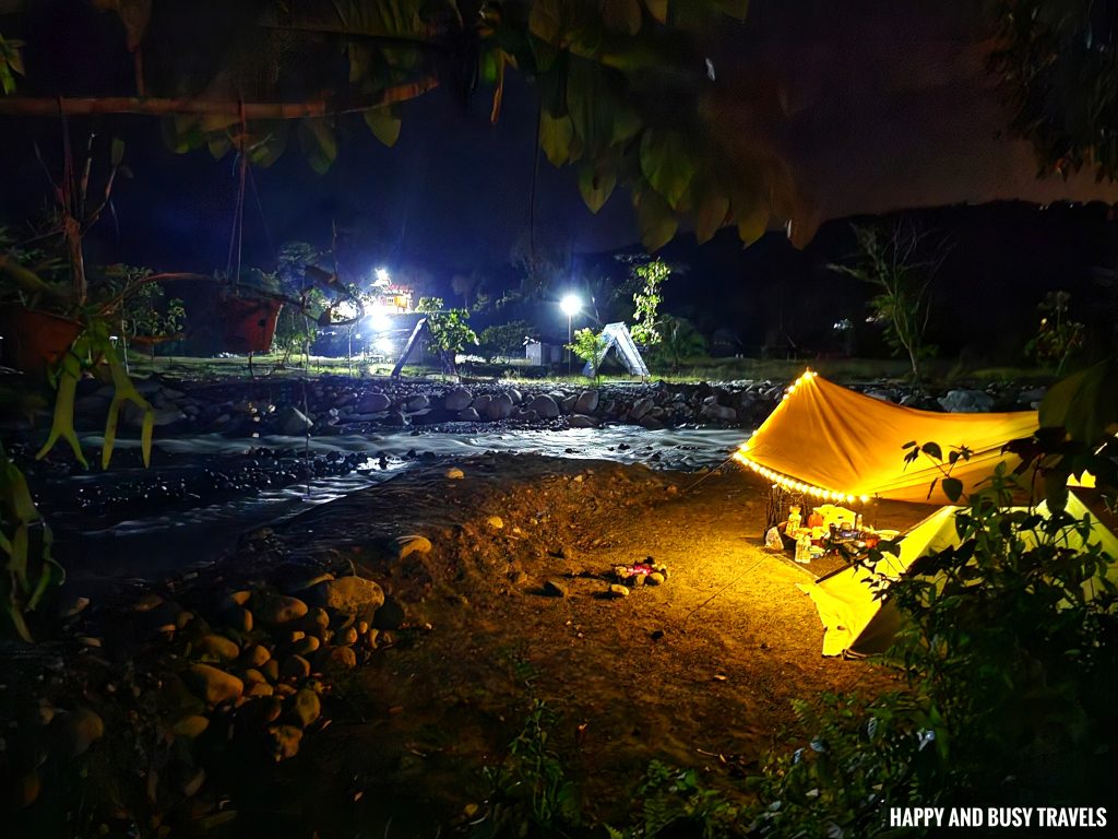 tent beside river night Nohutu Eco Tourism - Where to stay nature camp kota kinabalu sabah Malaysia view of mount kinabalu river - Happy and Busy Travels