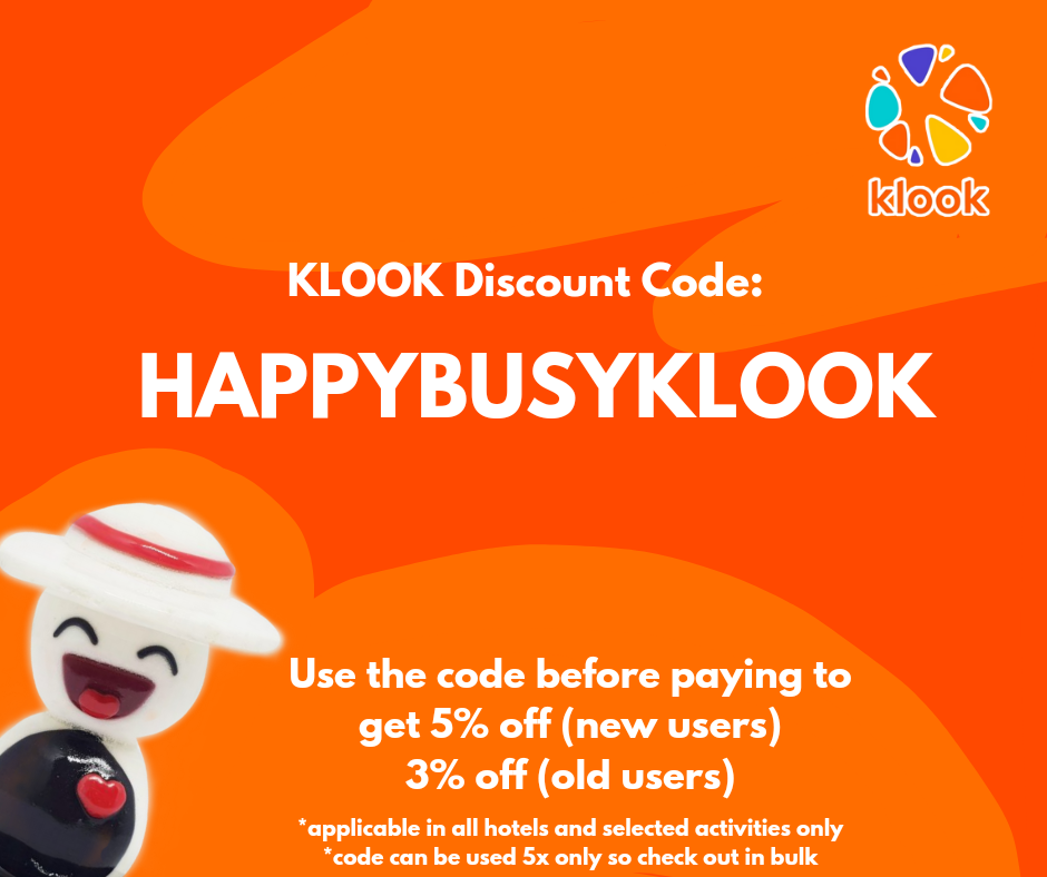 KLOOK Discount Code Happy and Busy Travels Hotel activities discount vacation trip airport transfer flights Disneyland Universal Studios entrance tickets fast pass New Code