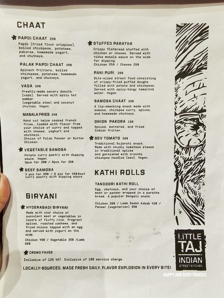 Little Taj Boracay - menu Where to eat Boracay Restaurants Indian Food Happy and Busy Travels