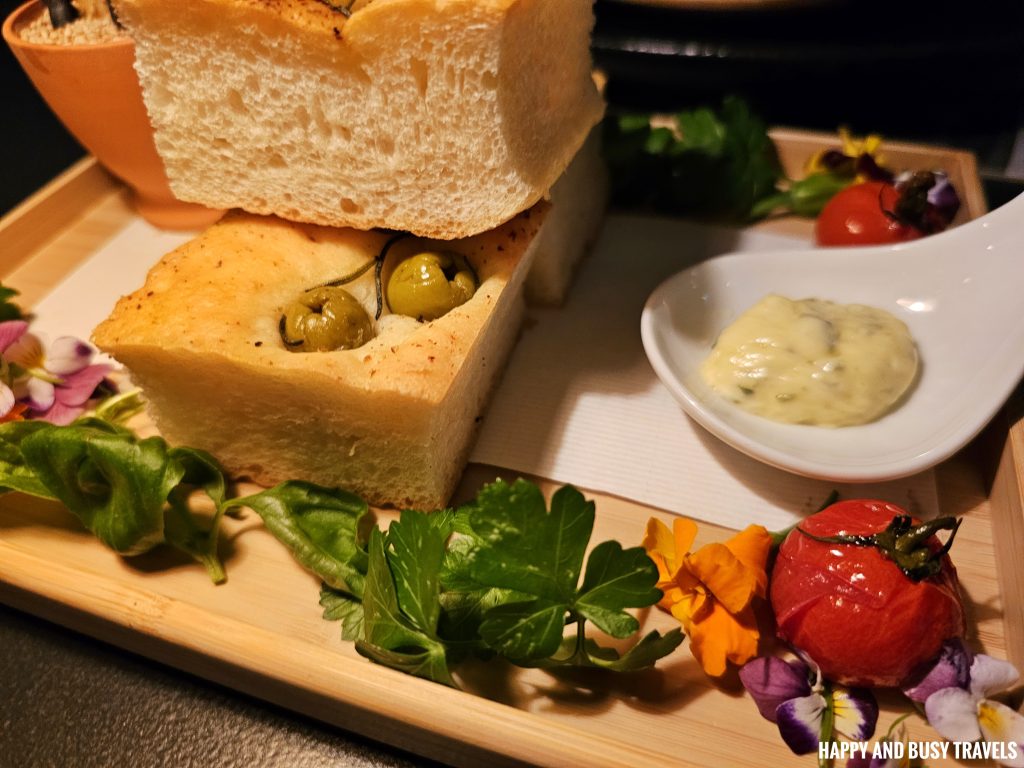 Table 36 Skyfarm Journey 5 course menu Swissotel Nankai Osaka Japan 10 - Bread and grissini with herb butter appetizer - romantic dinner Happy and Busy Travels